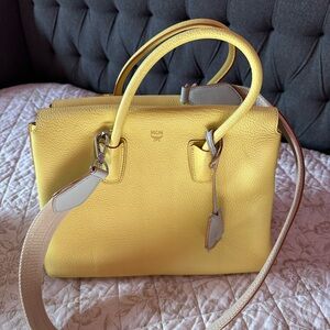 MCM Yellow Satchel with Cream Accents
